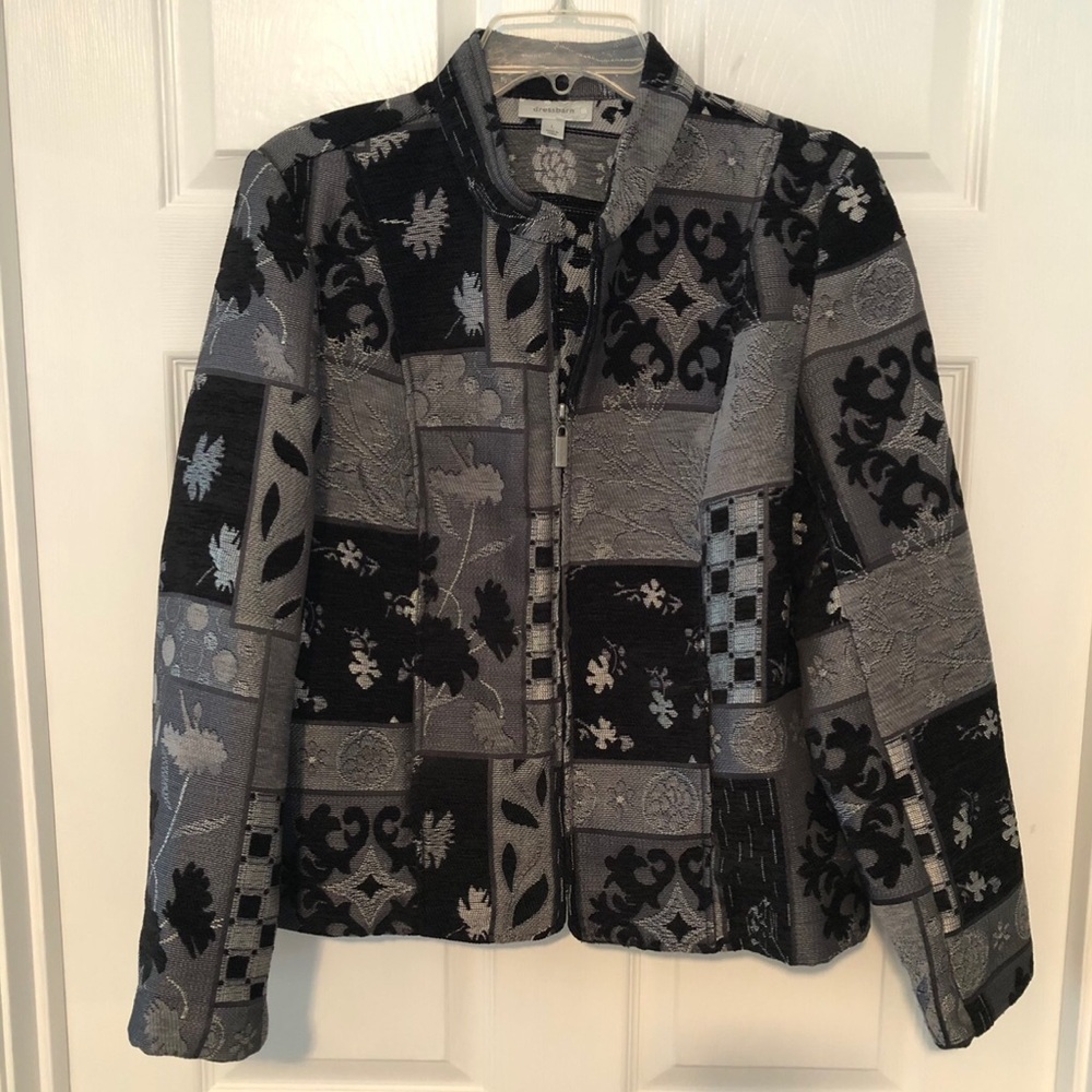 Dressbarn Brocade Patchwork Jacquard Zip Jacket Whimsigoth Boho Floral Artsy